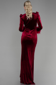Long Burgundy Velvet Mermaid Prom Dress ABU3393