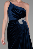 Long Navy Blue Velvet Evening Dress ABU2626