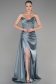 Turquoise Long Satin Evening Dress ABU3376