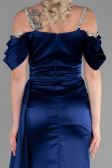 Long Navy Blue Satin Evening Dress ABU3398