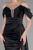 Long Black Satin Evening Dress ABU3398