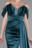 Long Emerald Green Satin Evening Dress ABU3398