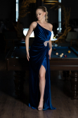 Long Sax Blue Velvet Evening Dress ABU2626