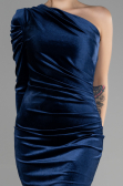 Short Navy Blue Velvet Invitation Dress ABK1886