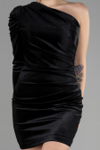 Short Black Velvet Invitation Dress ABK1886