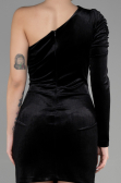 Short Black Velvet Invitation Dress ABK1886