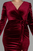 Midi Burgundy Velvet Invitation Dress ABK1896