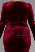 Midi Burgundy Velvet Invitation Dress ABK1896