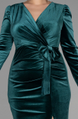 Midi Emerald Green Velvet Invitation Dress ABK1896