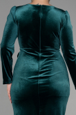 Midi Emerald Green Velvet Invitation Dress ABK1896