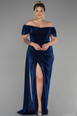 Navy Blue Long Plus Size Evening Dress ABU2658