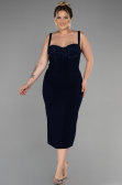 Midi Navy Blue Plus Size Invitation Dress ABK1882