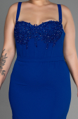 Midi Sax Blue Plus Size Invitation Dress ABK1882