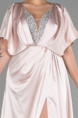 Long Beige Satin Plus Size Engagement Dress ABU3442