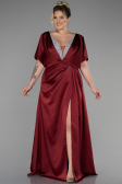 Long Burgundy Satin Plus Size Engagement Dress ABU3442