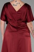 Long Burgundy Satin Plus Size Engagement Dress ABU3442