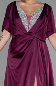 Long Cherry Colored Satin Plus Size Engagement Dress ABU3442