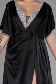 Long Black Satin Plus Size Engagement Dress ABU3442