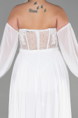 White Long Chiffon Plus Size Evening Dress ABU3380