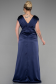 Long Navy Blue Satin Plus Size Engagement Dress ABU3433