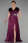 Long Plum Satin Plus Size Engagement Dress ABU3433