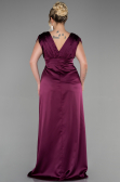 Long Plum Satin Plus Size Engagement Dress ABU3433