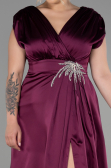 Long Plum Satin Plus Size Engagement Dress ABU3433