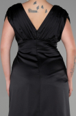 Long Black Satin Plus Size Engagement Dress ABU3433