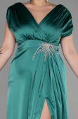Long Emerald Green Satin Plus Size Engagement Dress ABU3433