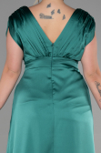 Long Emerald Green Satin Plus Size Engagement Dress ABU3433