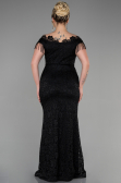 Long Black Laced Plus Size Evening Dress ABU3435