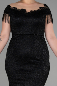 Long Black Laced Plus Size Evening Dress ABU3435