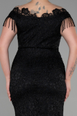 Long Black Laced Plus Size Evening Dress ABU3435