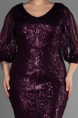 Purple Short Plus Size Evening Dress ABK631