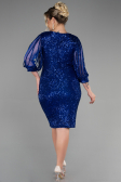 Sax Blue Short Plus Size Evening Dress ABK631