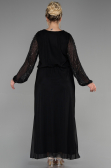 Long Black Stony Plus Size Evening Dress ABU3436