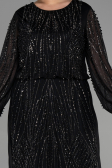 Long Black Stony Plus Size Evening Dress ABU3436