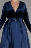 Navy Blue Long Plus Size Evening Dress ABU2615