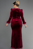 Long Burgundy Velvet Velvet Oversized Evening Dress ABU3394