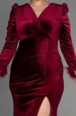 Long Burgundy Velvet Velvet Oversized Evening Dress ABU3394