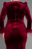 Long Burgundy Velvet Velvet Oversized Evening Dress ABU3394