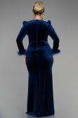 Long Navy Blue Velvet Velvet Oversized Evening Dress ABU3394