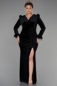 Long Black Velvet Velvet Oversized Evening Dress ABU3394