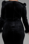 Long Black Velvet Velvet Oversized Evening Dress ABU3394
