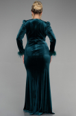Long Emerald Green Velvet Velvet Oversized Evening Dress ABU3394