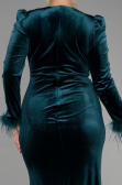Long Emerald Green Velvet Velvet Oversized Evening Dress ABU3394