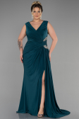 Long Emerald Green Plus Size Evening Dress ABU3438