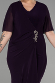 Dark Purple Short Chiffon Plus Size Evening Dress ABK1299