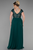 Long Emerald Green Chiffon Plus Size Evening Dress ABU3441