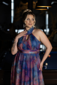 Sax Blue Long Oversized Evening Dress ABU1447